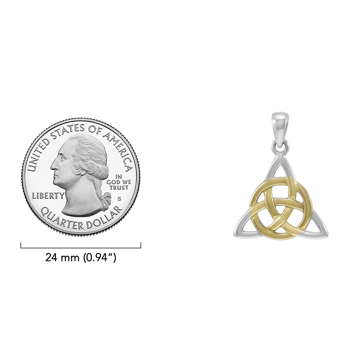 Celtic Triquetra Sterling Silver with 14K Gold Accent Pendant MPD3017*