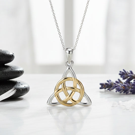 Celtic Triquetra Sterling Silver with 14K Gold Accent Pendant MPD3017*