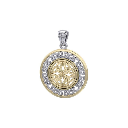 When gold shines through eternity ~ Celtic Knotwork Sterling Silver with 14K Gold Accent Pendant MPD3035
