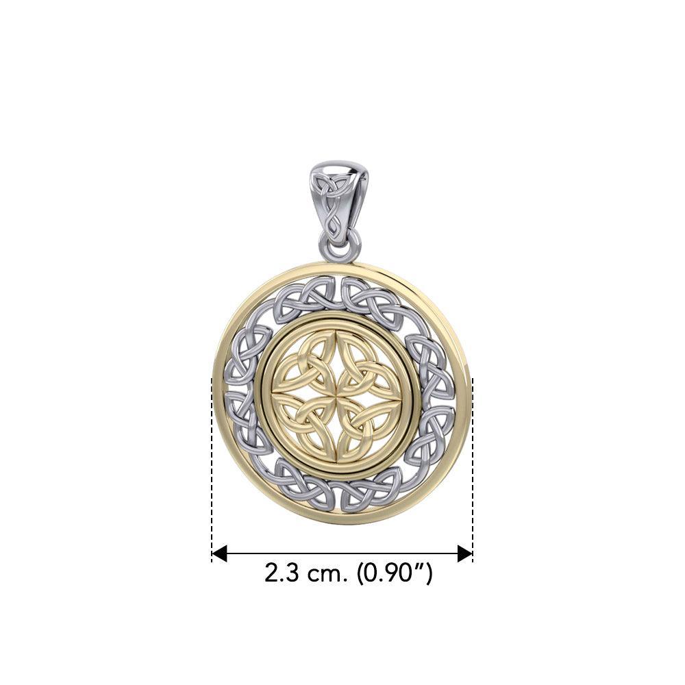 When gold shines through eternity ~ Celtic Knotwork Sterling Silver with 14K Gold Accent Pendant MPD3035