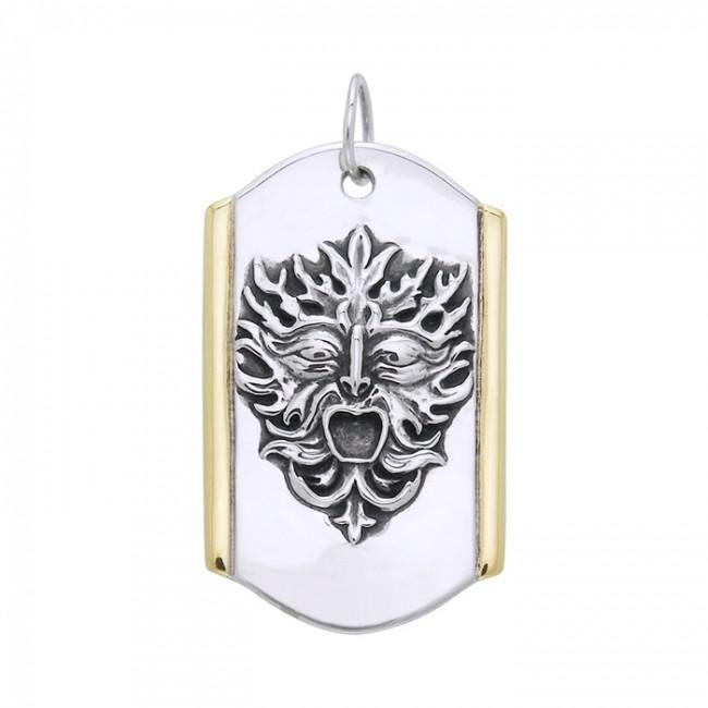 Nature’s revered inspiration ~ Sterling Silver Green Man Pendant Jewelry with 18k Gold accent MPD3129