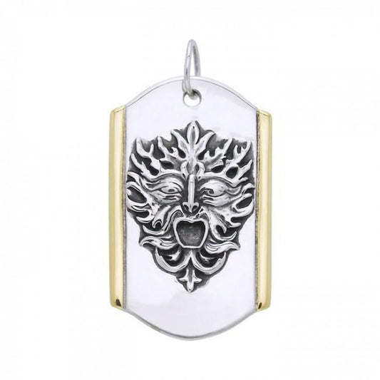 Nature’s revered inspiration ~ Sterling Silver Green Man Pendant Jewelry with 18k Gold accent MPD3129