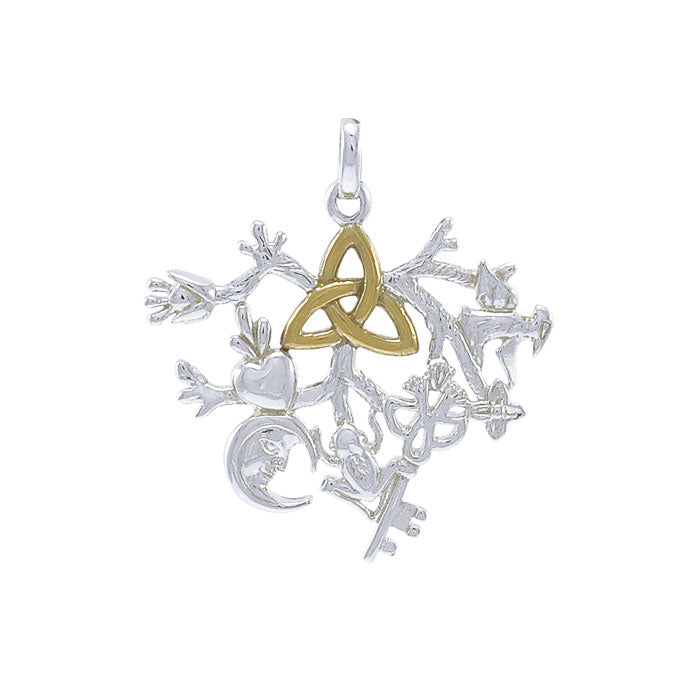 Behold the Presence of the Captivating Cimaruta Silver with 14K Gold Accent Pendant MPD3135