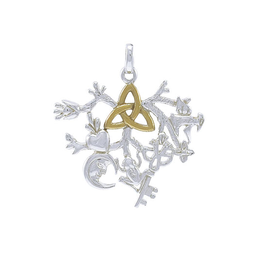 Behold the Presence of the Captivating Cimaruta Silver with 14K Gold Accent Pendant MPD3135