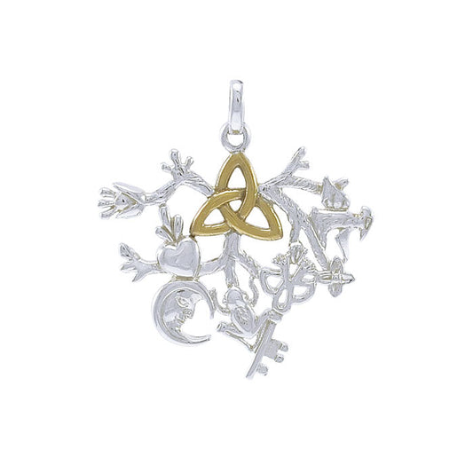 Behold the Presence of the Captivating Cimaruta Silver with 14K Gold Accent Pendant MPD3135
