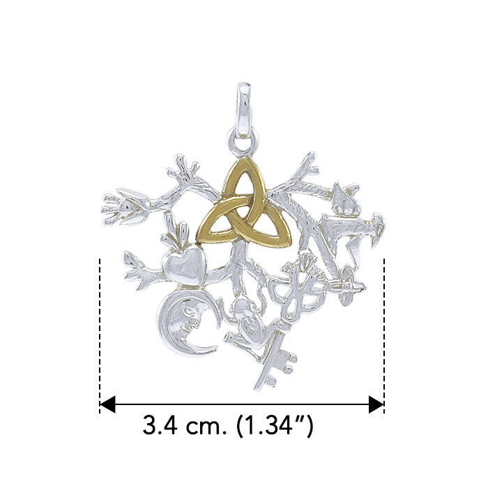 Behold the Presence of the Captivating Cimaruta Silver with 14K Gold Accent Pendant MPD3135