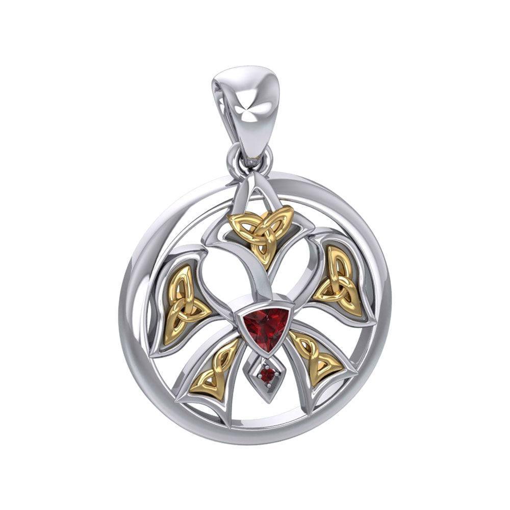 Abstract Orchid Silver and Gold Accents Pendant MPD3526