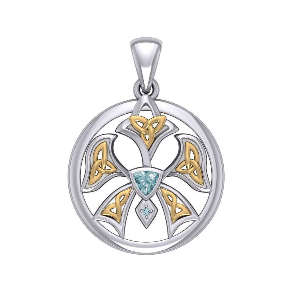 Abstract Orchid Silver and Gold Accents Pendant MPD3526