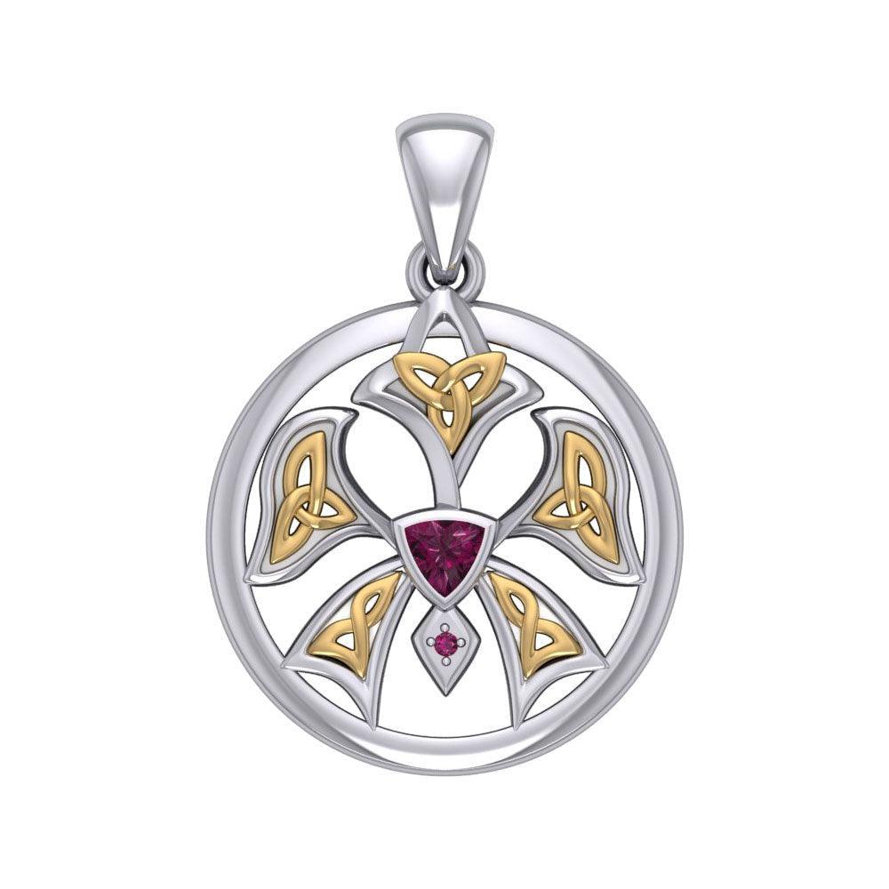 Abstract Orchid Silver and Gold Accents Pendant MPD3526