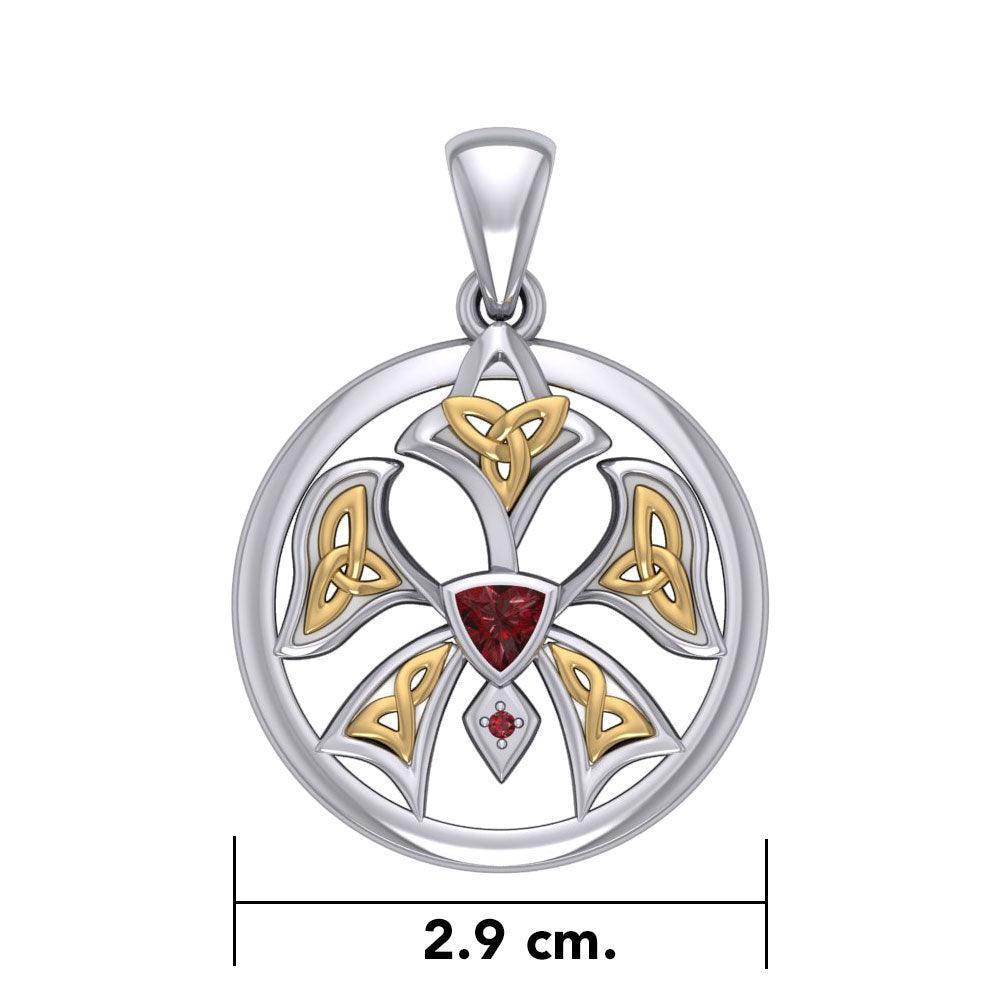 Abstract Orchid Silver and Gold Accents Pendant MPD3526