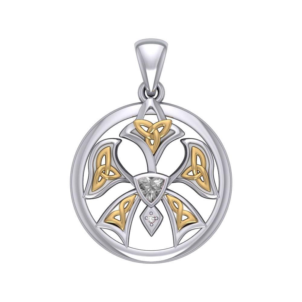 Abstract Orchid Silver and Gold Accents Pendant MPD3526