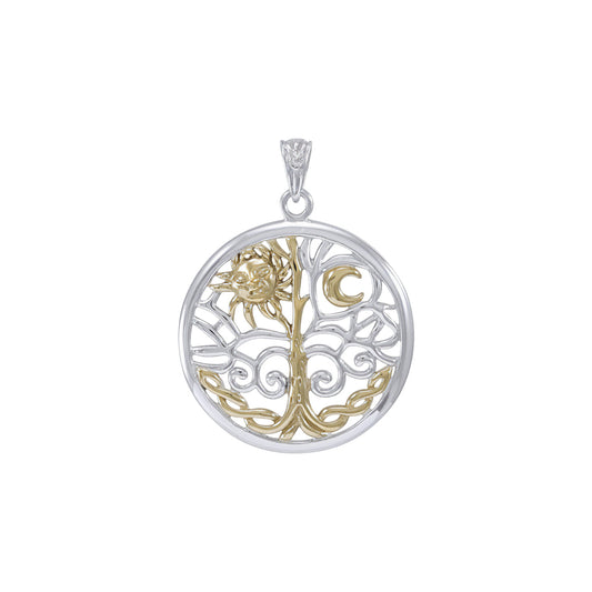 The Tree of Life in its Never-ending journey Sterling Silver with 14K Gold Accent Pendant MPD3543*