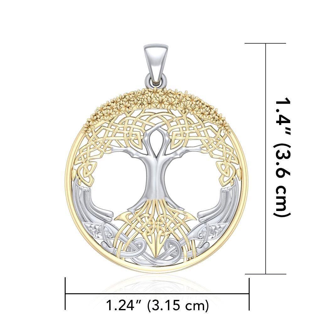Behold the Magnificent Tree of Life ~ 14k Gold accent and Sterling Silver Jewelry Pendant MPD3544