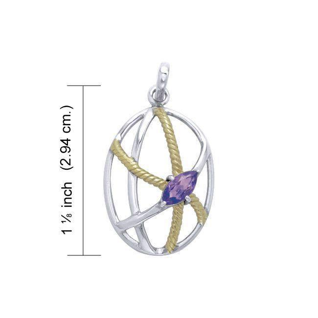 Contemporary Design Sterling Silver and Gold Pendant MPD3552