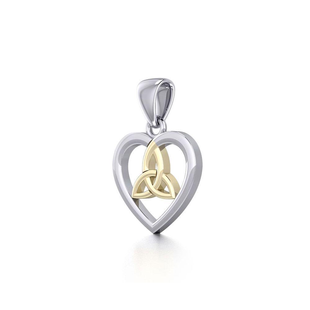 Celtic Trinity Heart Silver and Gold Pendant MPD3562