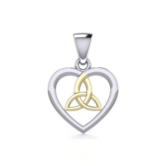 Celtic Trinity Heart Silver and 14K Gold Accent Pendant MPD3562