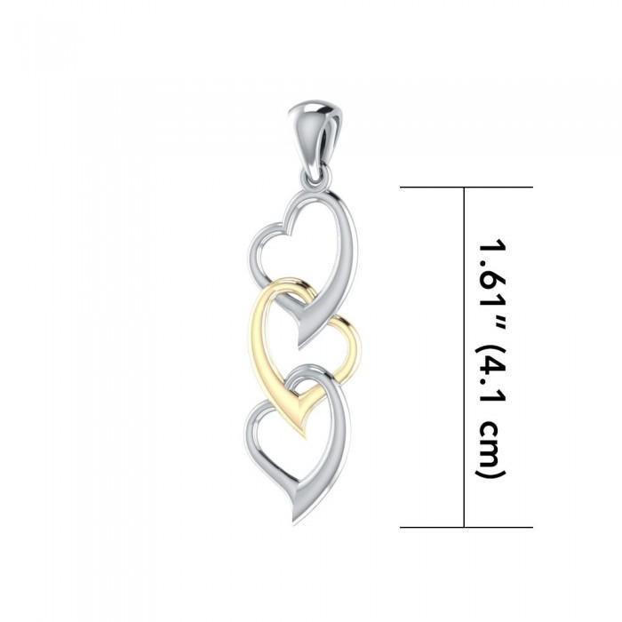 3 Hearts Together Silver and Gold Accents Pendant MPD3602
