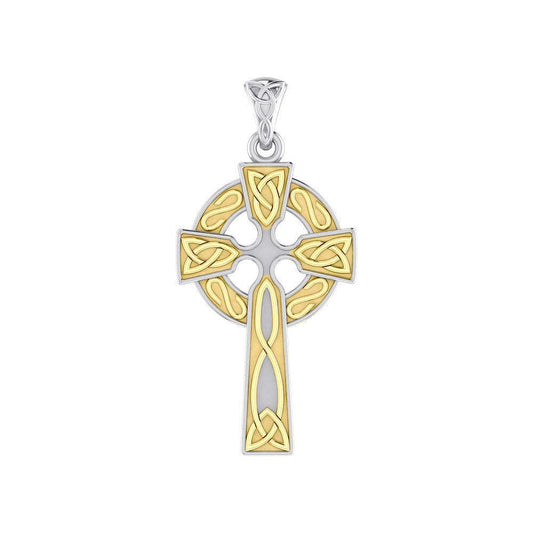 Celtic Cross Sterling Silver with Gold Accent Pendant MPD3826 - Wholesale Jewelry