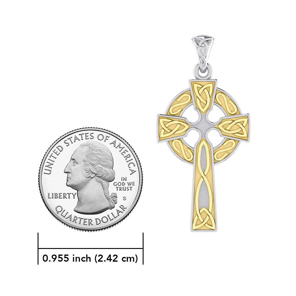 Celtic Cross Sterling Silver with Gold Accent Pendant MPD3826 - Wholesale Jewelry