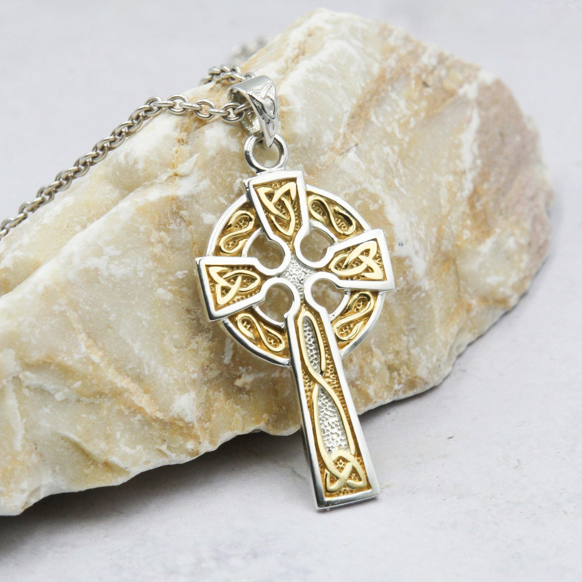 Celtic Cross Sterling Silver with Gold Accent Pendant MPD3826 - Wholesale Jewelry