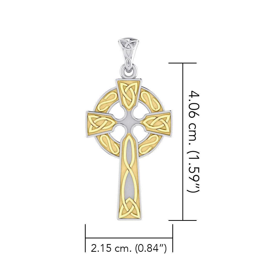 Celtic Cross Sterling Silver with Gold Accent Pendant MPD3826 - Wholesale Jewelry