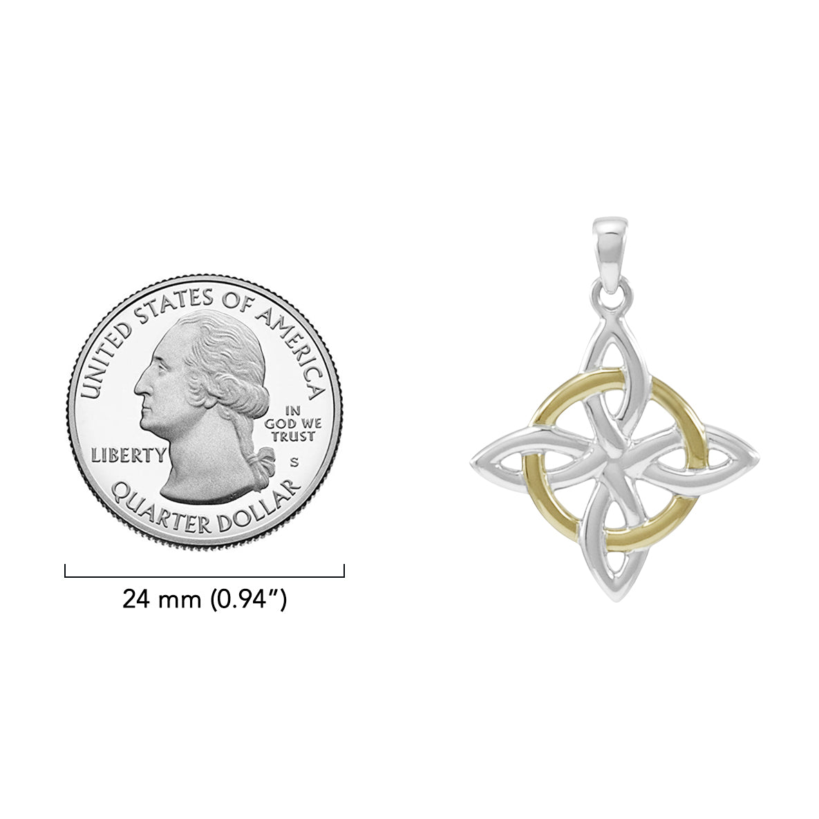 Celtic Four-Point Sterling Silver with 14K Gold Accent Pendant MPD3829*