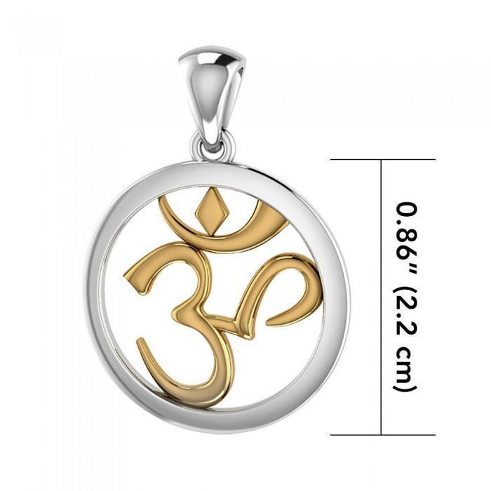 Om Gold Accent on Silver Pendant MPD3848