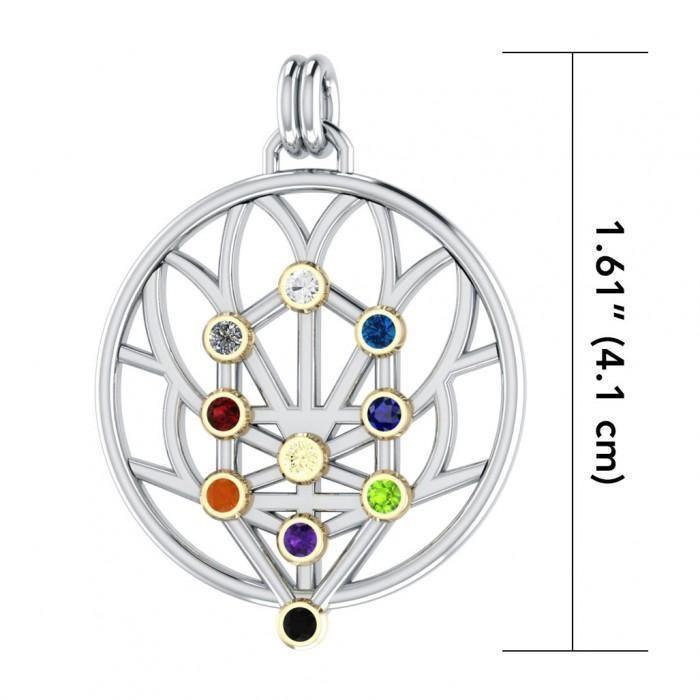 Tree of life Pendant with beautiful exotic Kabbalah Chakra Gemstone MPD3892