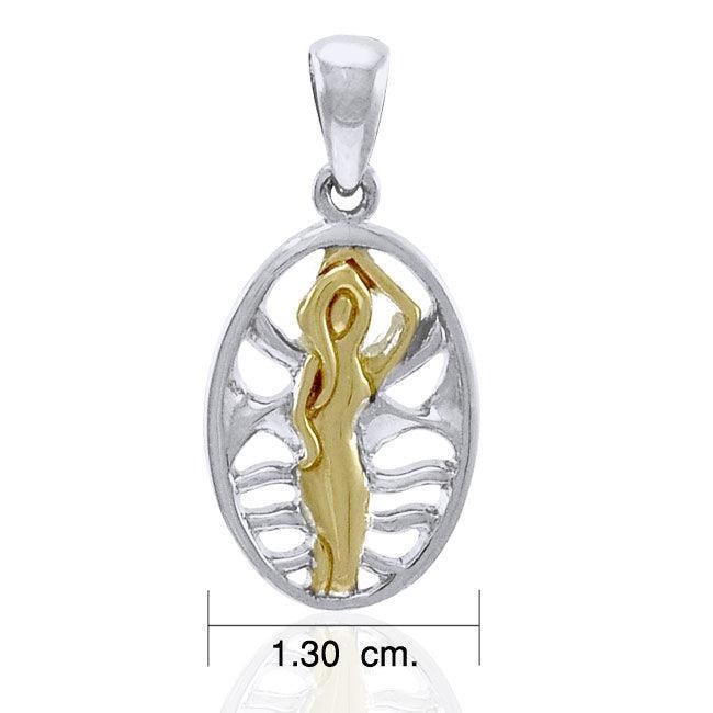 Dancing Goddess Gold Accent Silver Pendant MPD3916