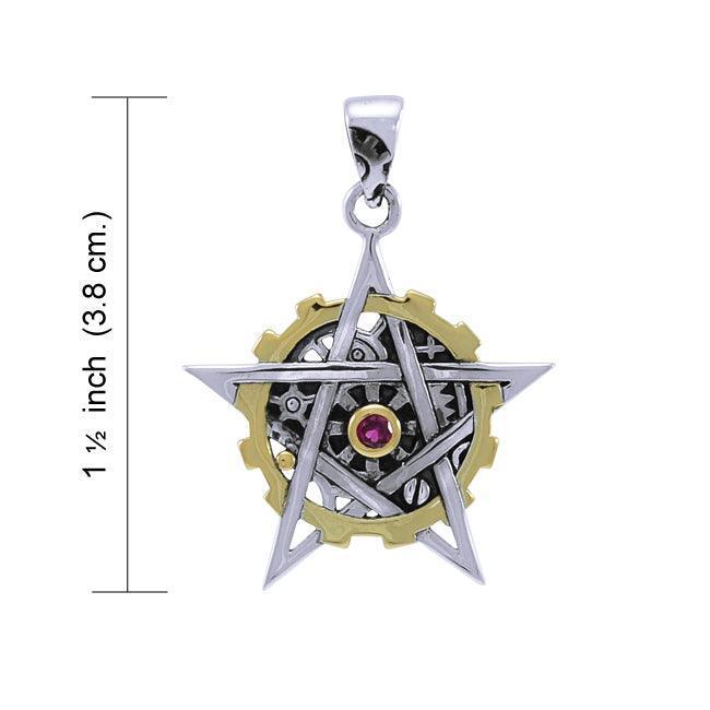The Star Steampunk Silver and 14K Gold Accent Pendant MPD3924