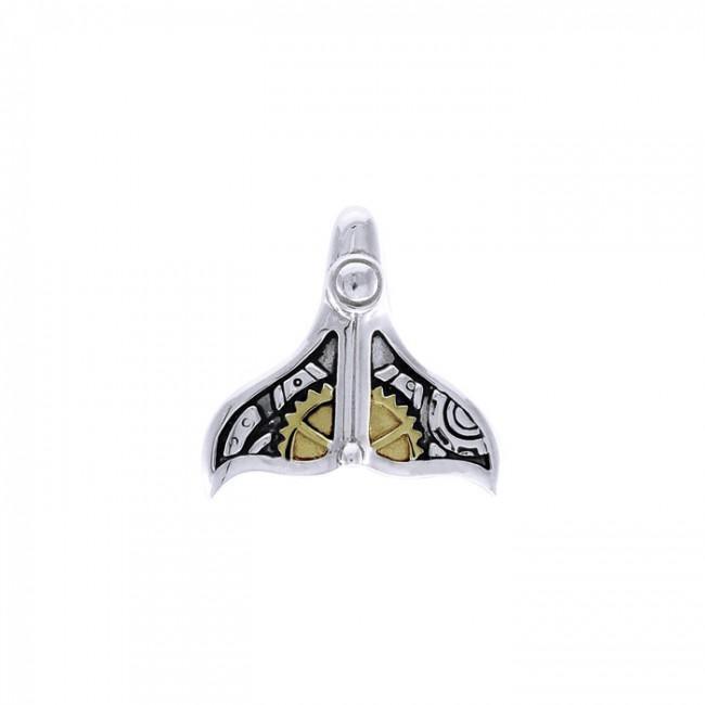 Whale Tail Steampunk Sterling Silver and Gold Pendant MPD3928