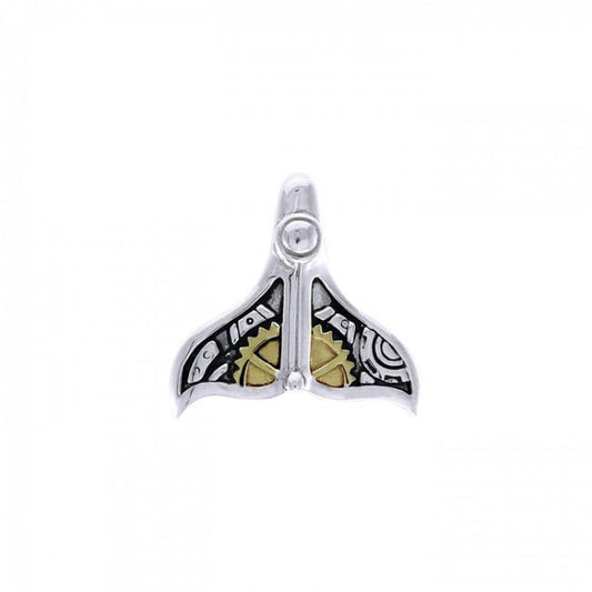 Whale Tail Steampunk Sterling Silver and Gold Pendant MPD3928