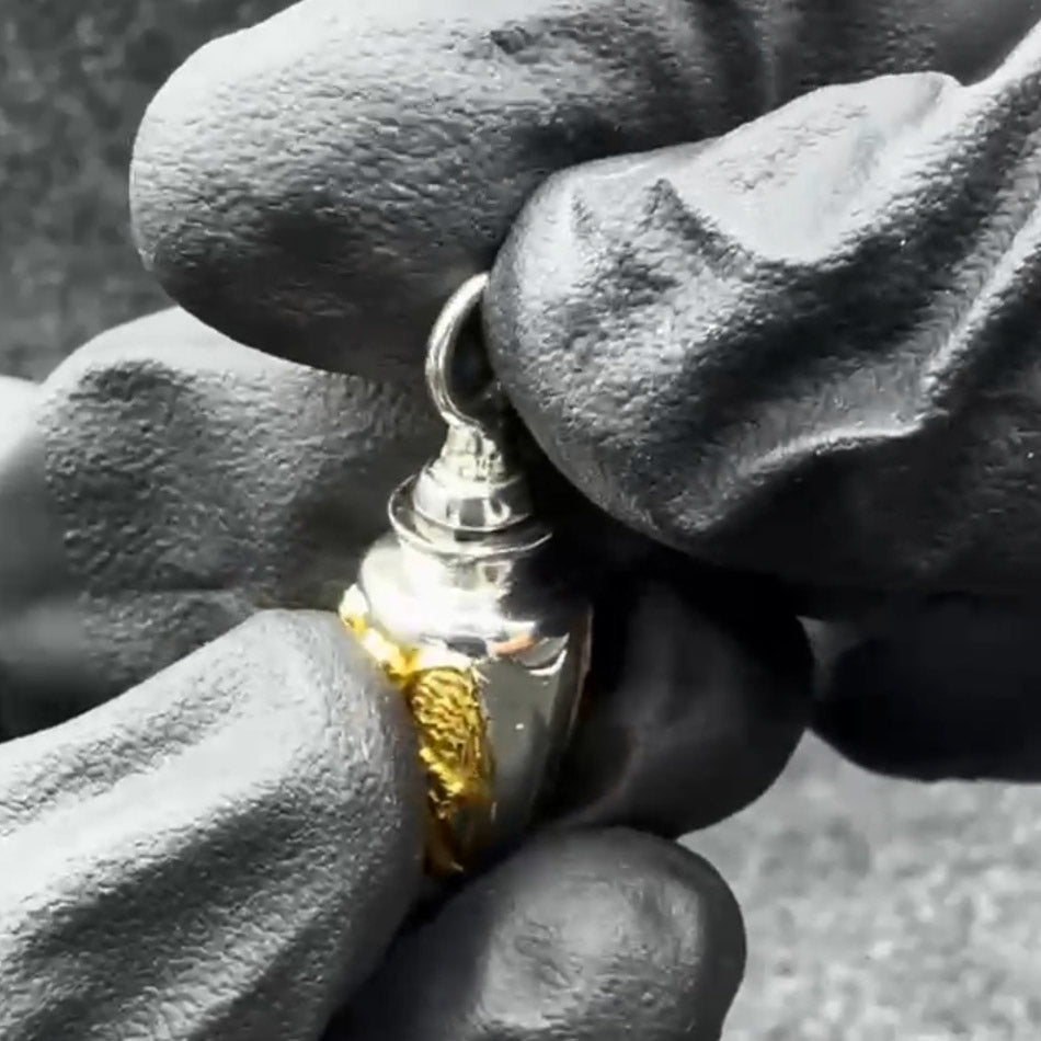 Archangel Uriel Silver and 14K Gold Accent Vial Pendant MPD4068