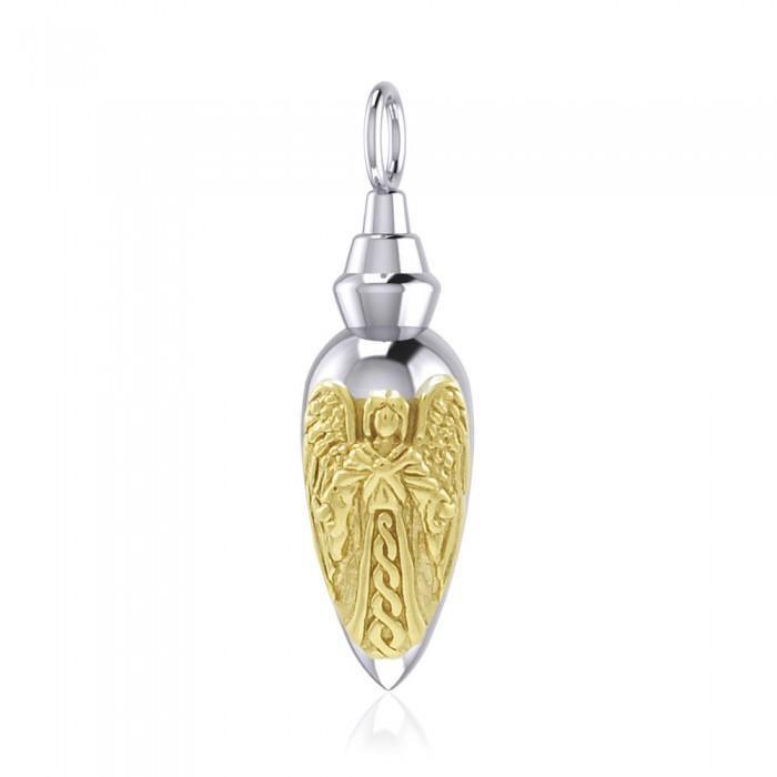 Archangel Uriel Silver and Gold Vial Pendant MPD4068