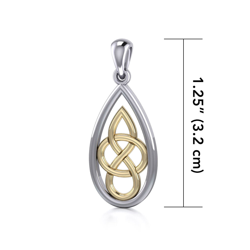Modern Celtic Knot Silver and 14K Gold Accent Pendant MPD4197