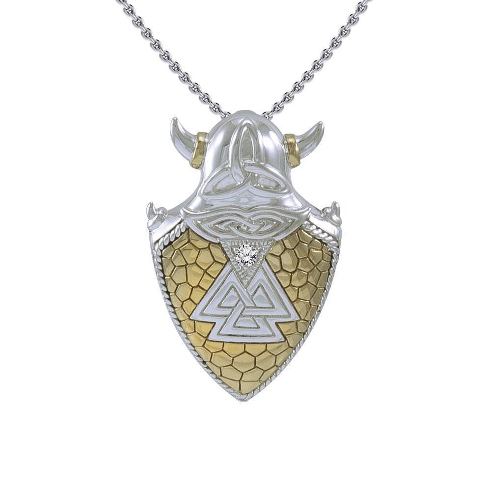 Viking Valknut Shield Silver and Gold Vermeil Pendant MPD4395