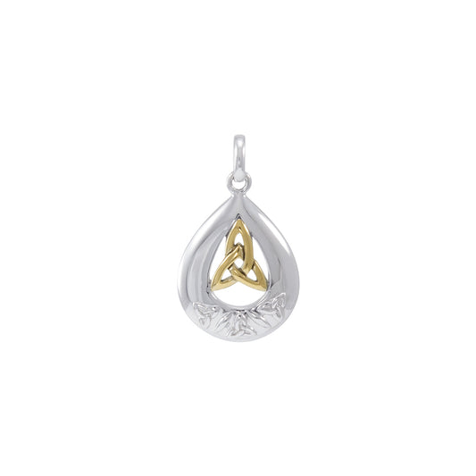Teardrop shape & Trinity Knot Sterling Silver with 14K Gold Accent Pendant MPD4635*