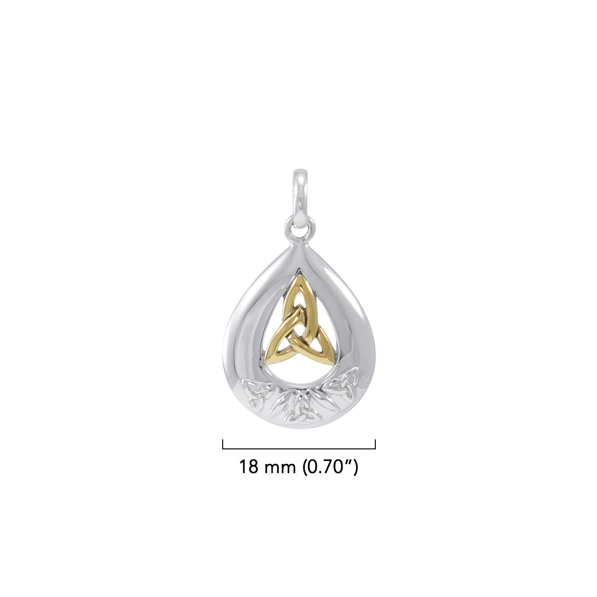 Teardrop shape & Trinity Knot Sterling Silver with 14K Gold Accent Pendant MPD4635*