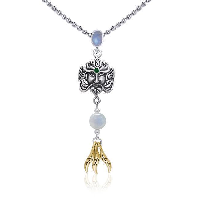 Green Man Protection Spell Silver and Gold Pendant MPD4732
