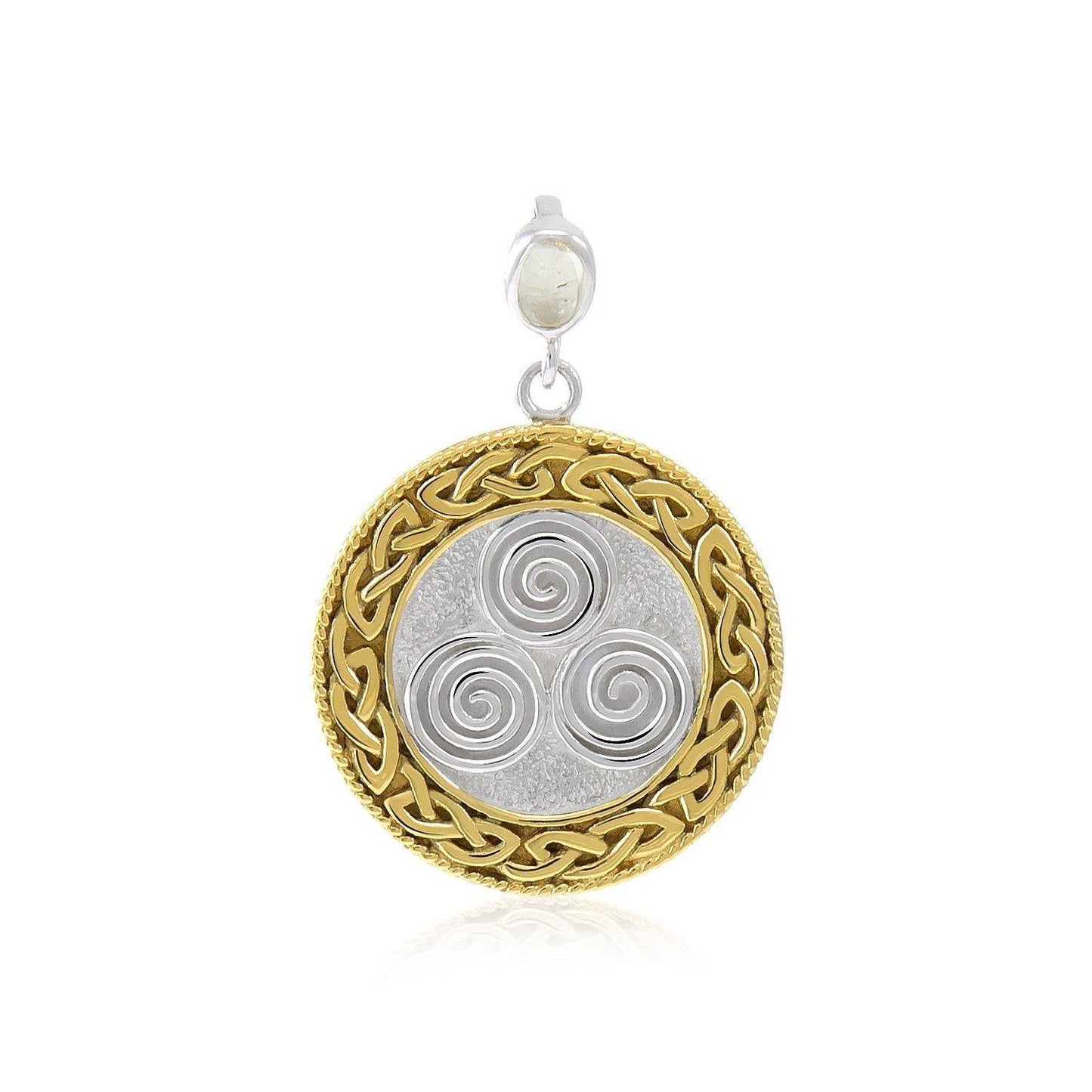 Celtic Triskelion Spiral Choice Spell Silver and Gold Pendant MPD4748