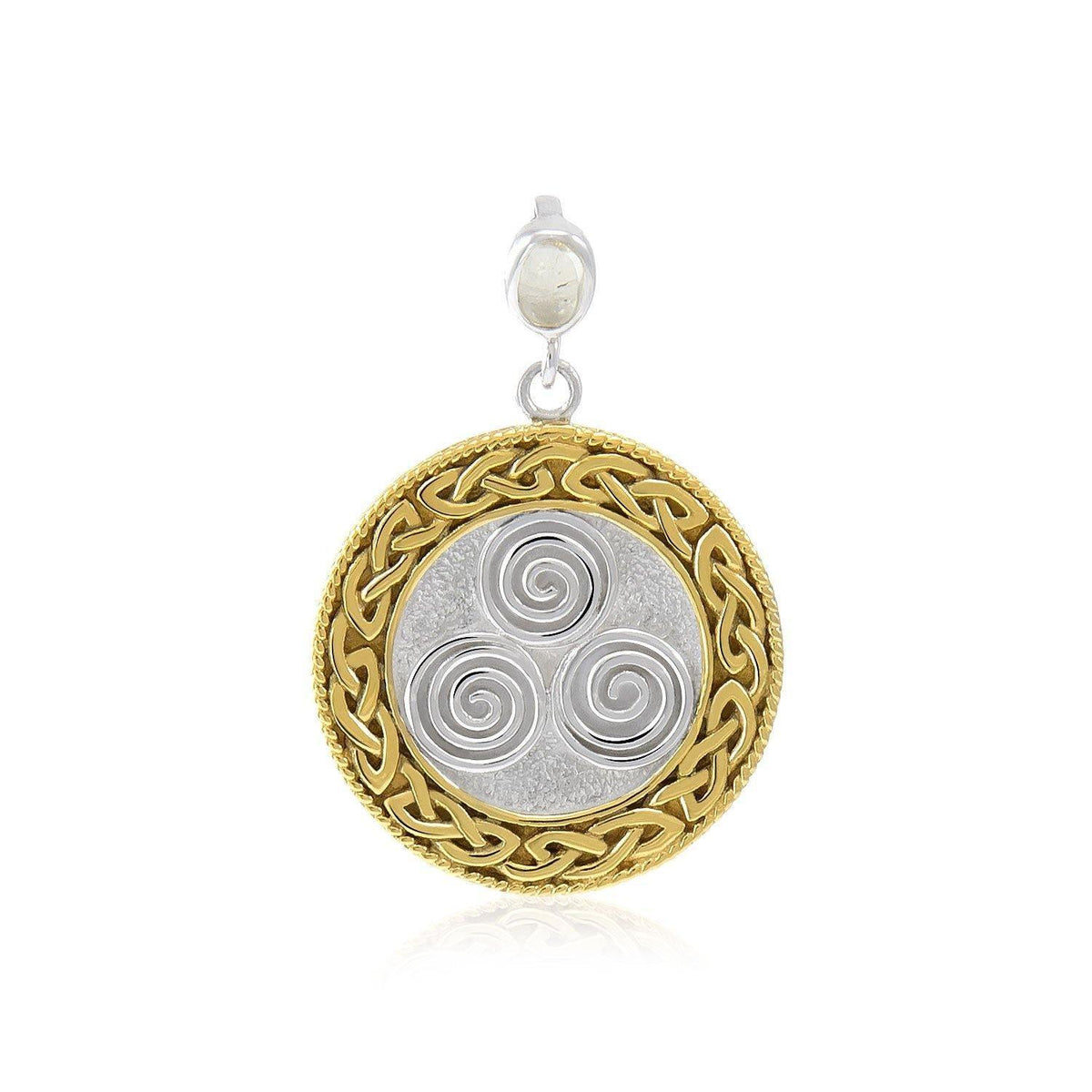 Celtic Triskelion Spiral Choice Spell Silver and Gold Pendant MPD4748