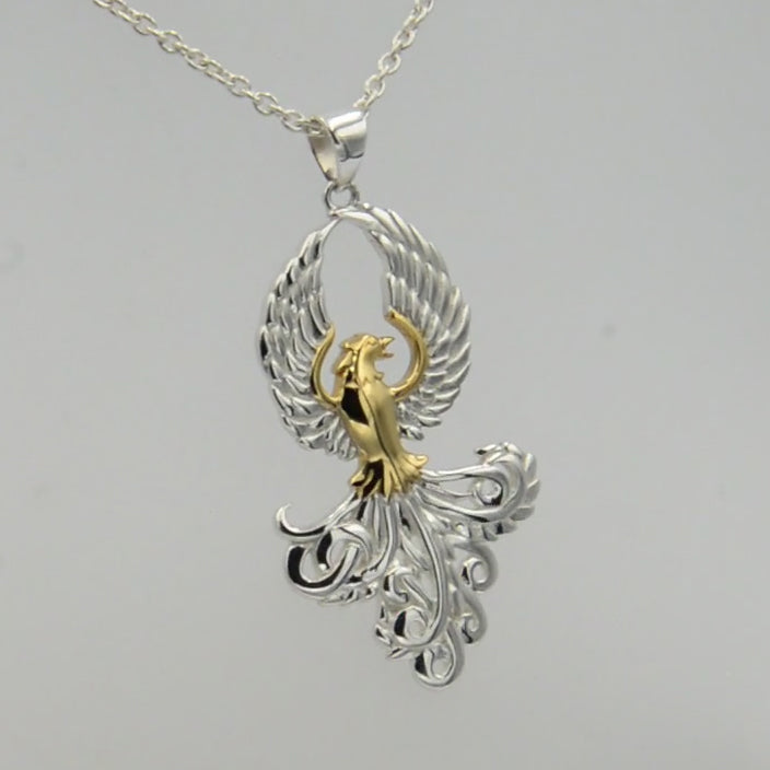 Majestic Phoenix Silver and Gold Accent Pendant MPD5071