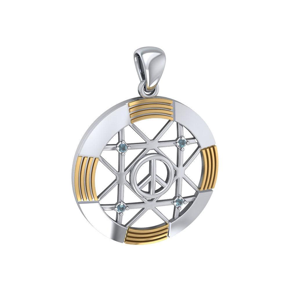 Peace Centralization Sterling Silver Pendant Jewelry with 14K Gold Vermeil Accent and Gemstones MPD5143