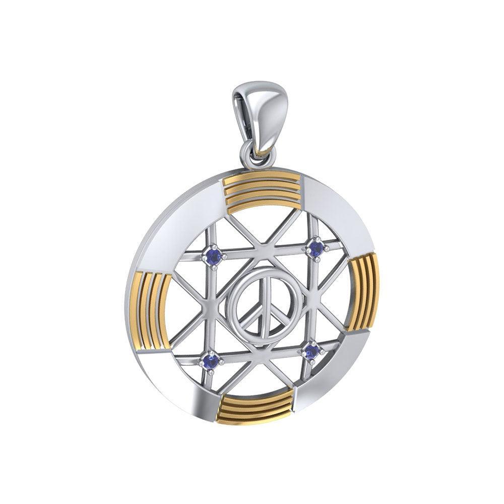 Peace Centralization Sterling Silver Pendant Jewelry with 14K Gold Vermeil Accent and Gemstones MPD5143