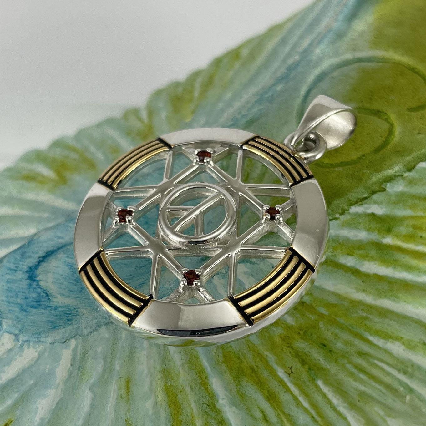 Peace Centralization Sterling Silver Pendant Jewelry with 14K Gold Vermeil Accent and Gemstones MPD5143