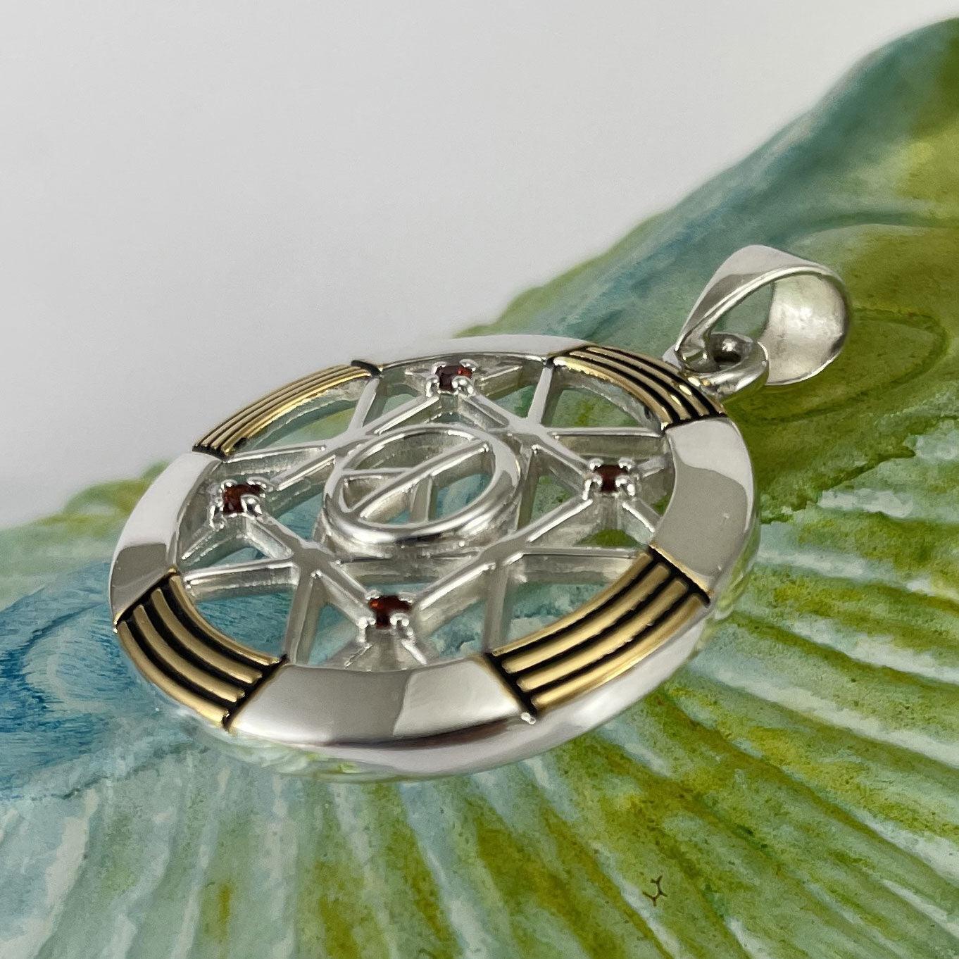 Peace Centralization Sterling Silver Pendant Jewelry with 14K Gold Vermeil Accent and Gemstones MPD5143