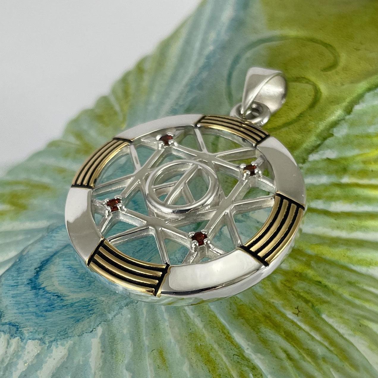 Peace Centralization Sterling Silver Pendant Jewelry with 14K Gold Vermeil Accent and Gemstones MPD5143