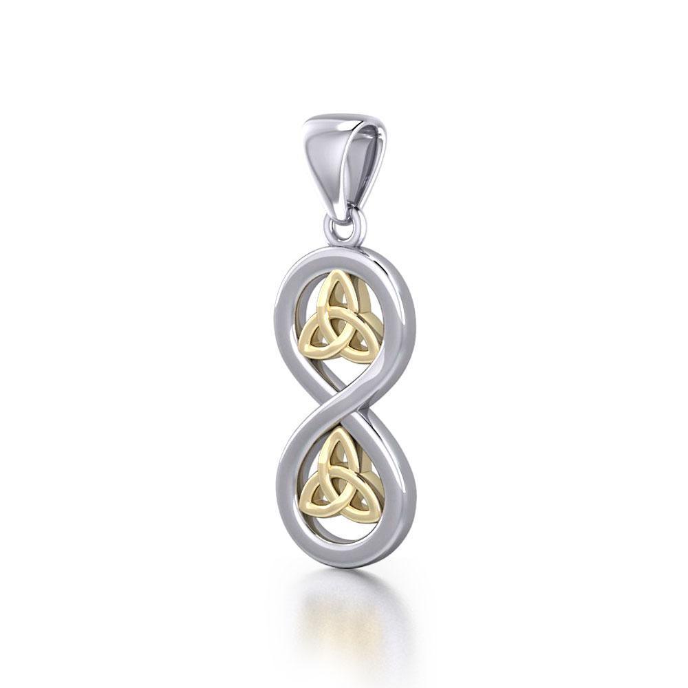 Infinity with Trinity Knot Silver and Gold Pendant MPD5210