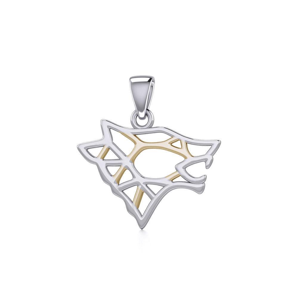 Geometric Wolf Silver and Gold Pendant MPD5270