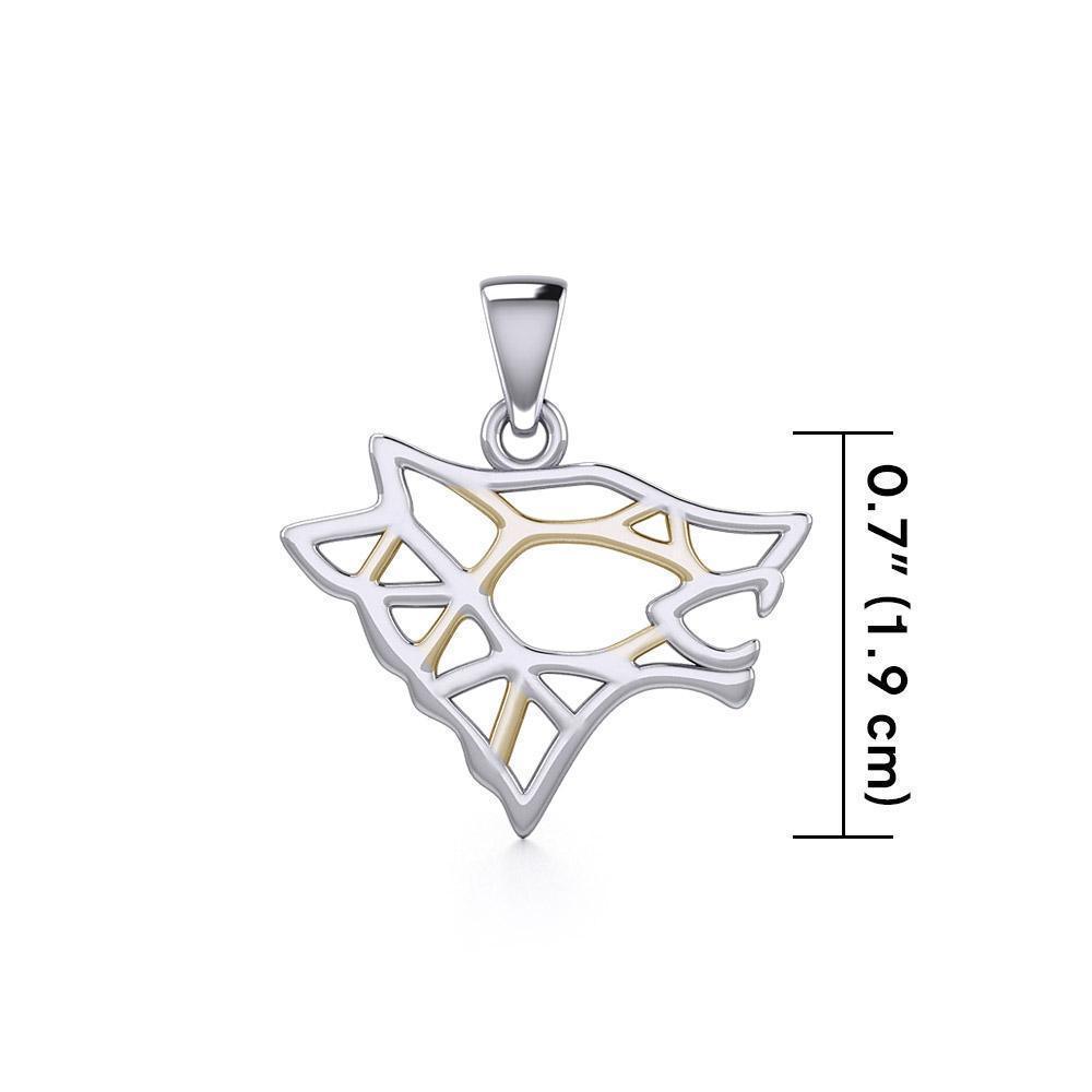 Geometric Wolf Silver and Gold Pendant MPD5270